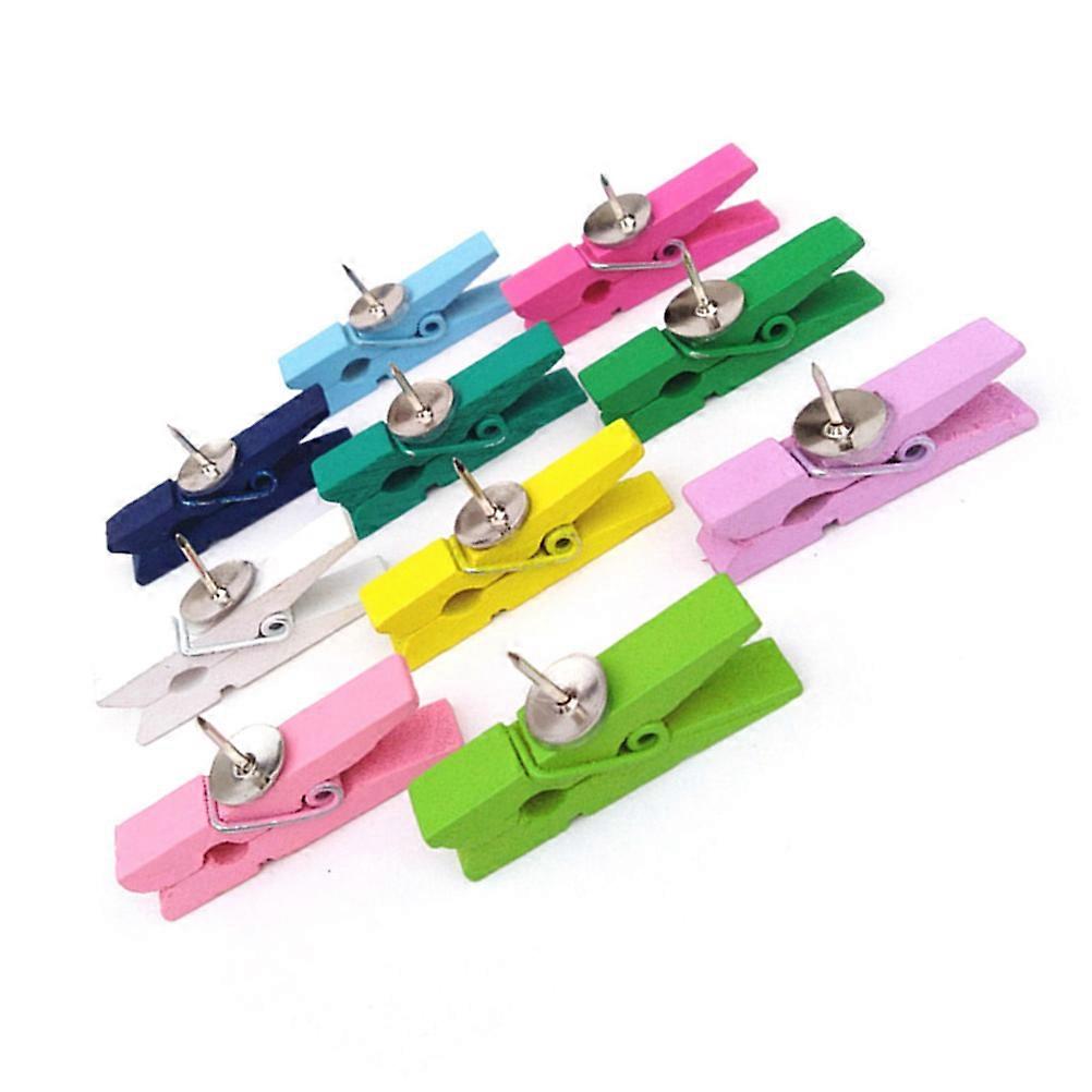 50pcs Wooden Clips for Craft Projects MultiColor Pushpins and Thumbtacks NonToxic