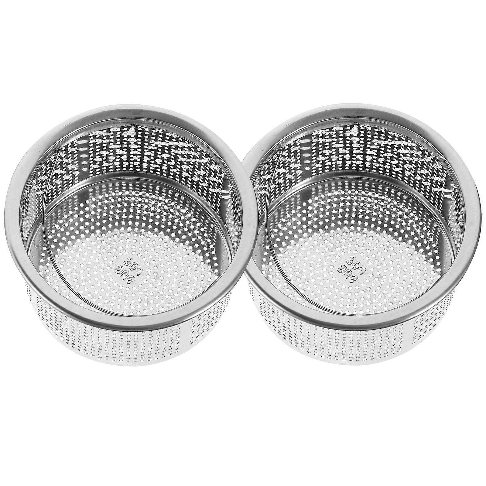 2pcs Stainless Steel Kitchen Sink Strainers with Handle Durable, Efficient Food Strainer Basket for Kitchen and Bathroom Use, Easy to Clean, Clog