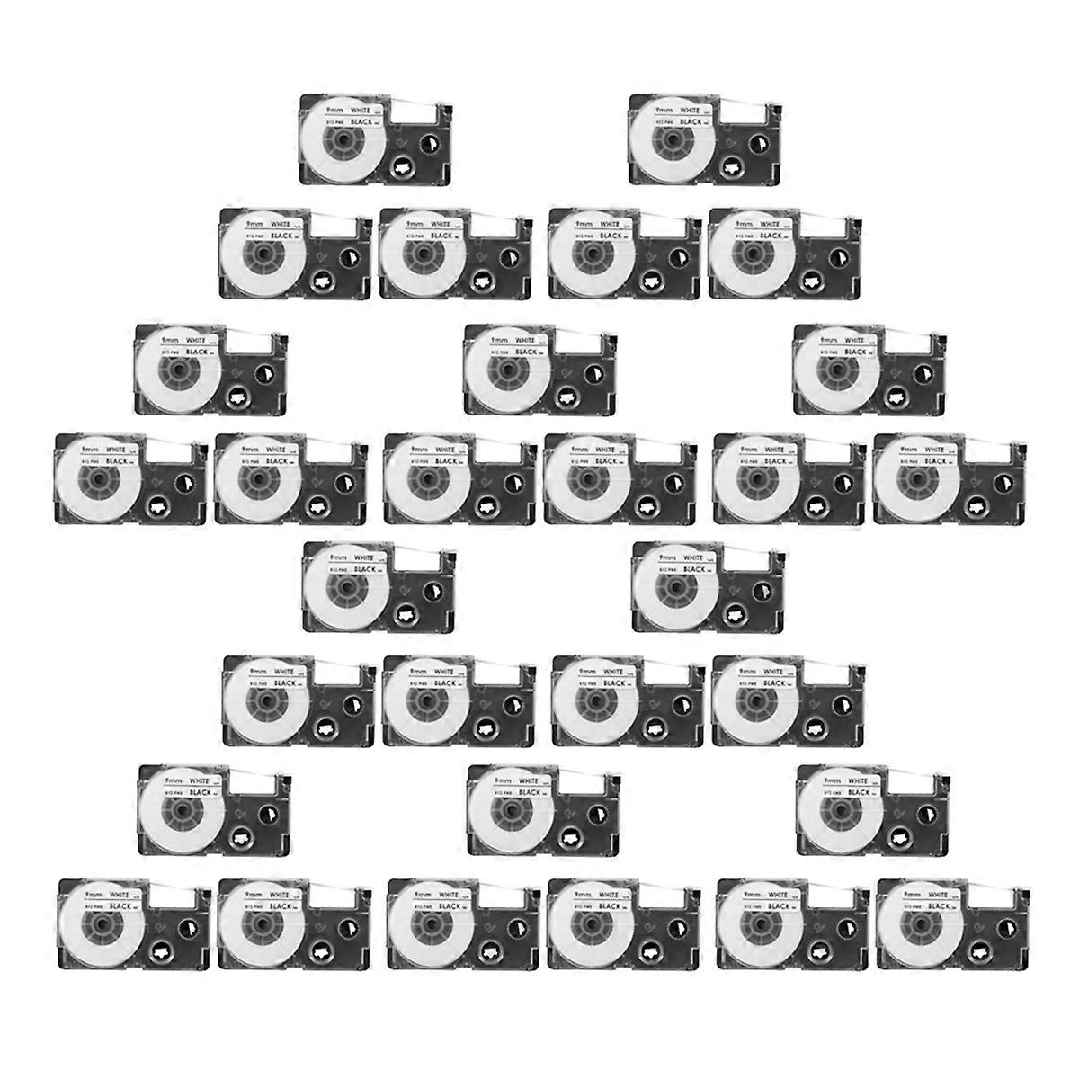 30 Pack 9mm Black on White Label Tape Label Maker Compatible with -120, -60, KL750, KL7200 Label Mak