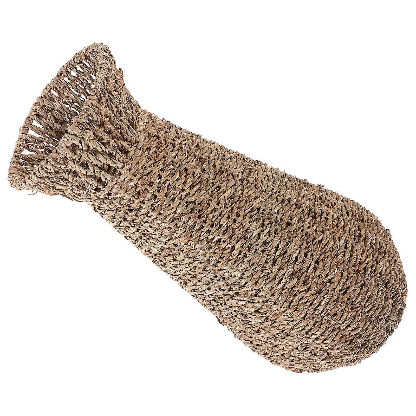 Portable Woven Floor Vase with Stable Base for Fresh or Artificial Flowers – Compact Lightweight Plant Basket for Home Decor – Grey Decorative Flower