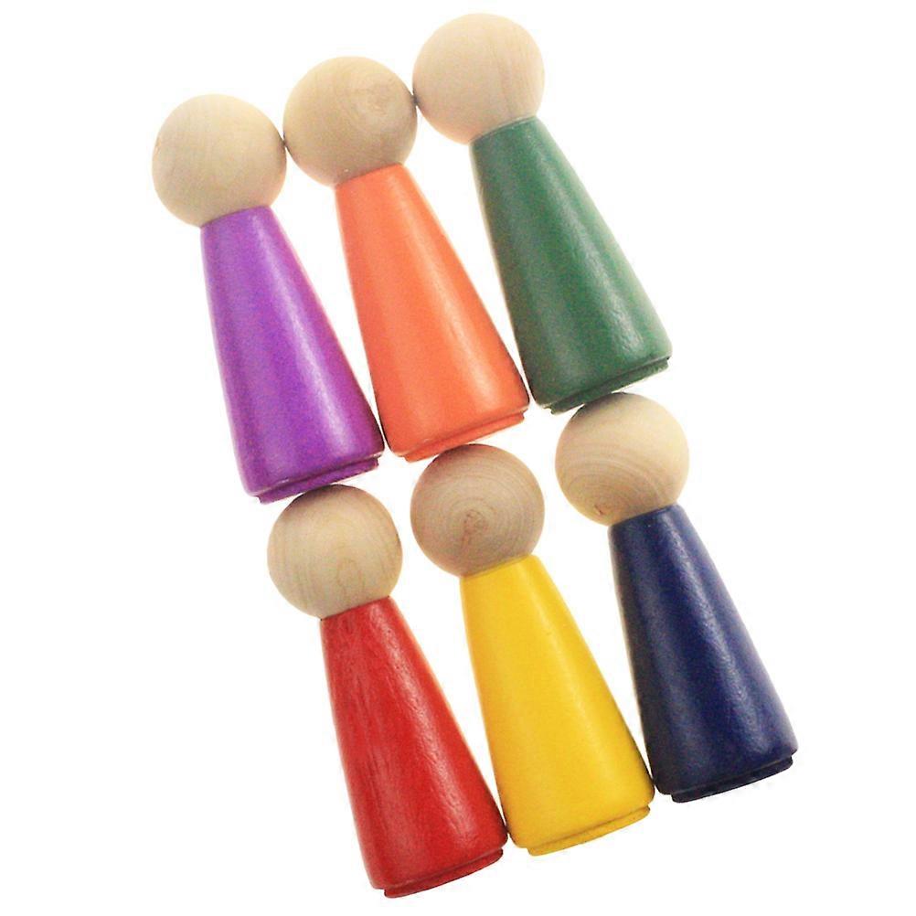 6pcs Unfinished Wooden Peg Dolls for DIY Crafts, Painting & Creative Play – Ideal for Imaginative Play and Craft Activities