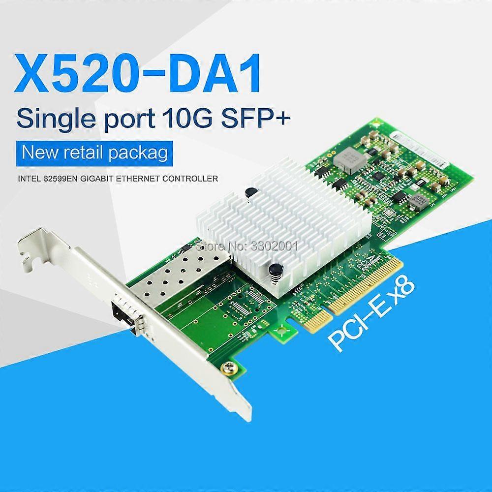 10Gb PCI Express X8 Single SFP + Port Intel 82599EN Chipset for X520-DA1 Converged Network AdapteExcluding fiber optic module