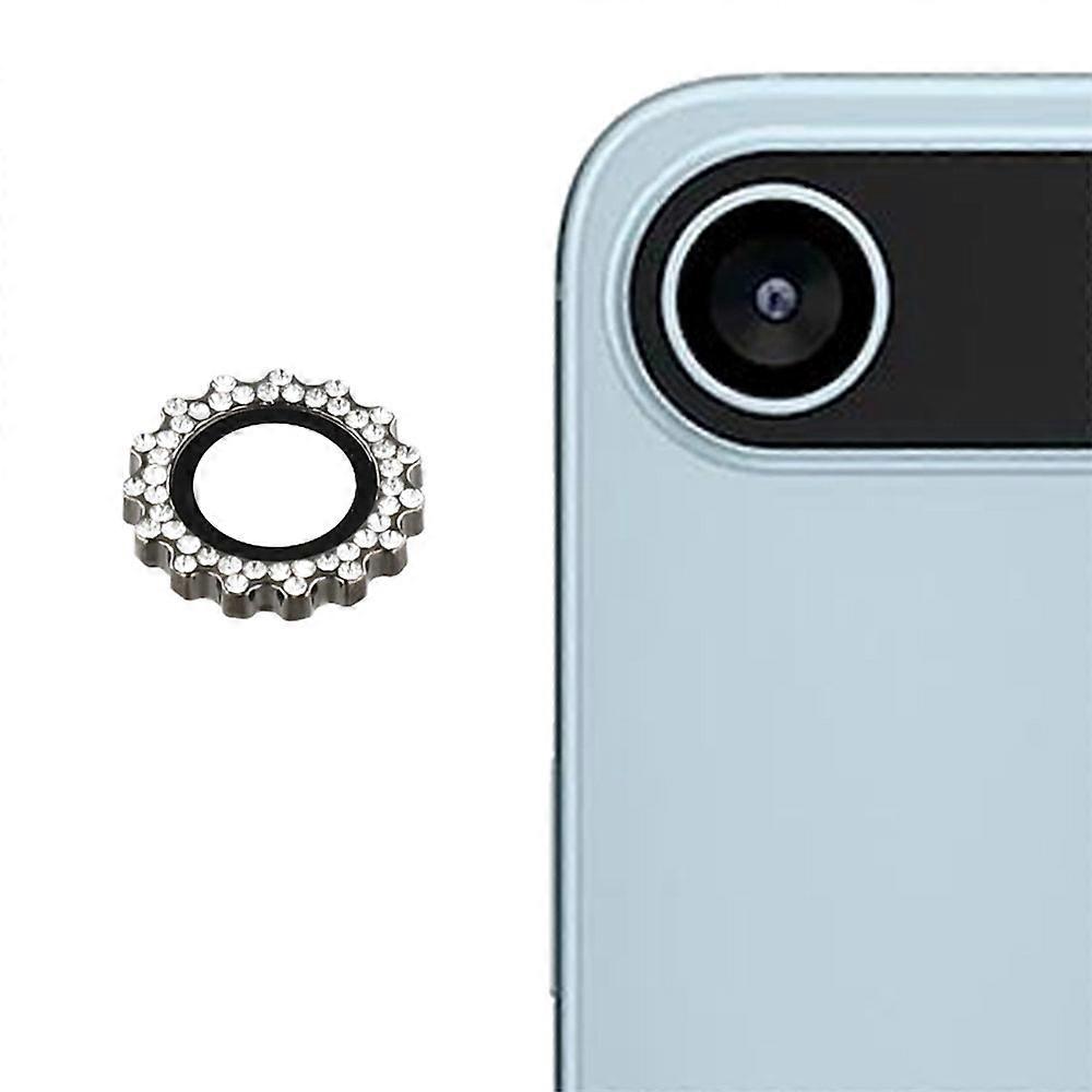 TKdaddy iPhone 17 Air カメラ レンズ プロテクター ギア シェイプ 強化ガラス レンズ フィルム ラインストーン デコレーション ブラック 1セット