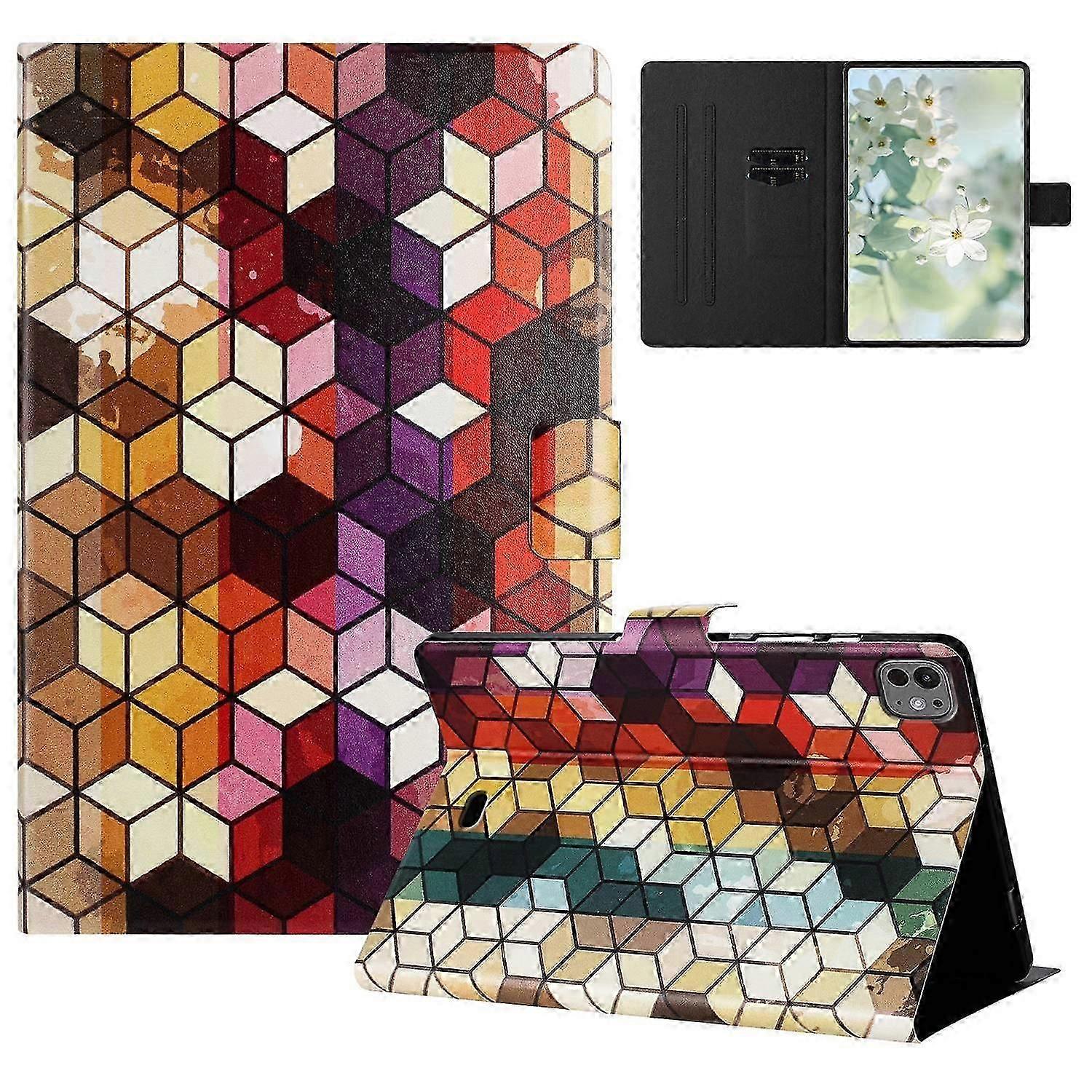 For iPad Pro 11 (2024) Case Pattern Printed Stand Leather Tablet Cover with Card Slots