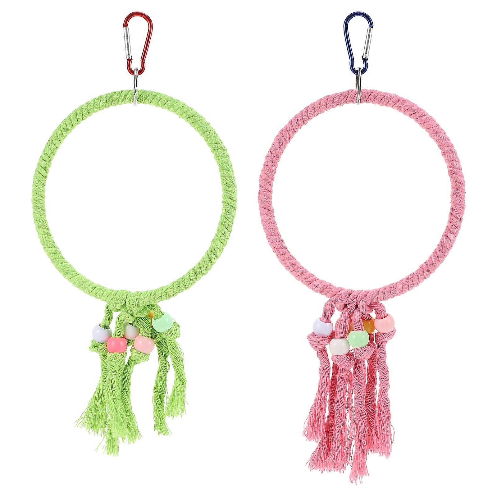 Assorted Color Bird Cage Toy with Durable Cotton Rope for Pet Parrots to Play and Climb 2pcs