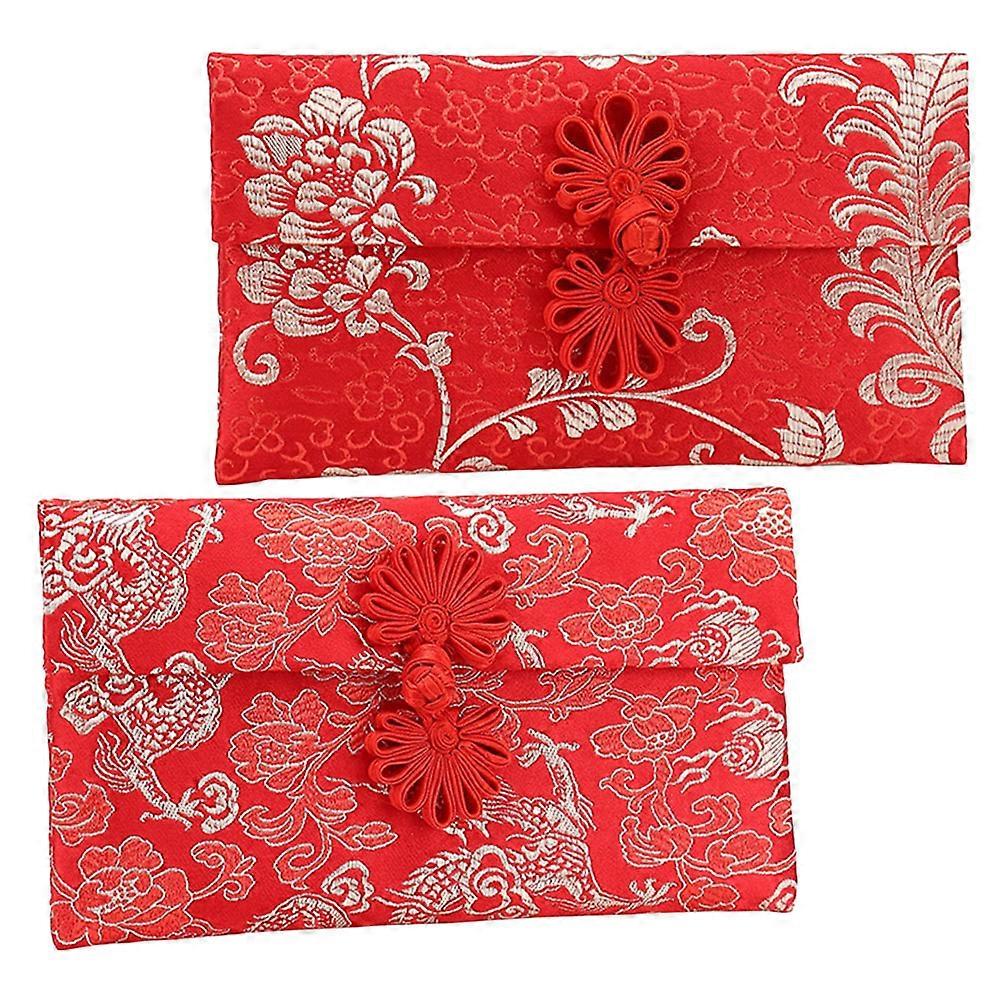 2Pcs Luxurious Chinese Red Envelopes Storage Holder For Spring Festival And Family Visits 18X10.5CM