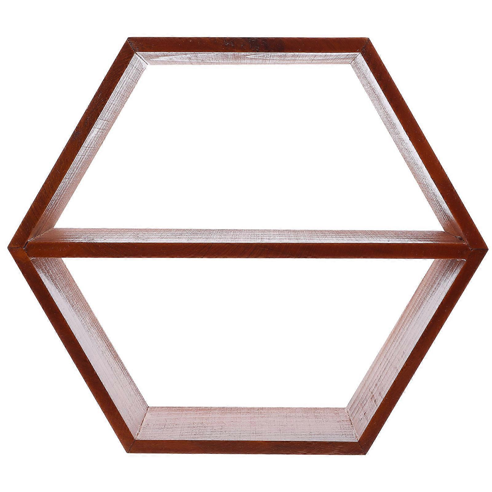 Brown Wallmounted Storage Shelf for Flowerpots with Unique Hexagonal Design Made of Synthetic Material