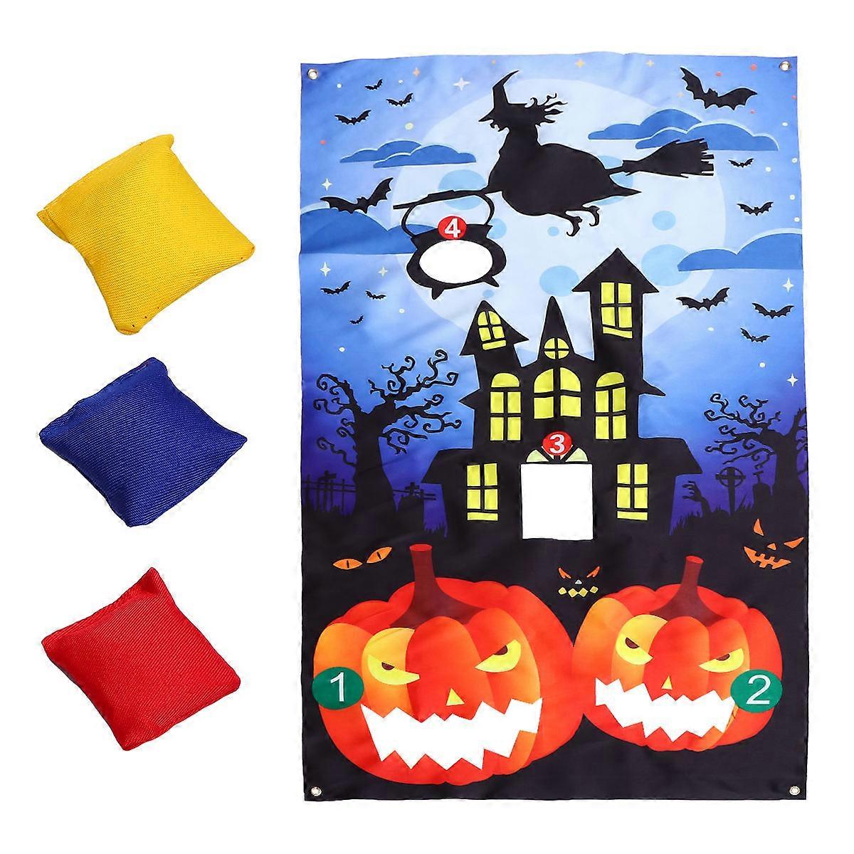 Halloween Design Sandbag Games Flag Portable Toss Game Banner For Children Rectangle 1Set