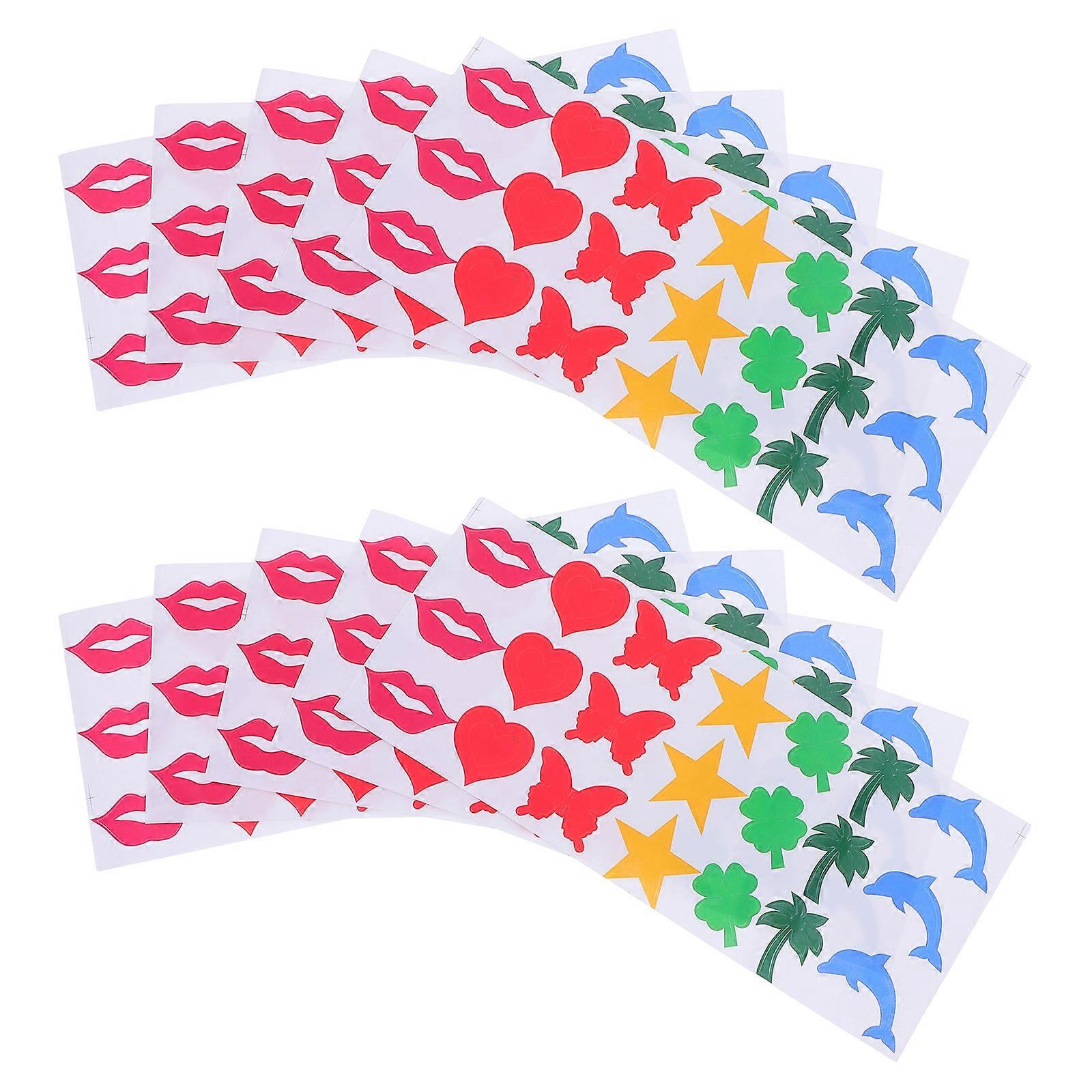 Waterproof Tanning Bed Decals 10 Sheets Body Beautification Various Designs for Beach Party Activities