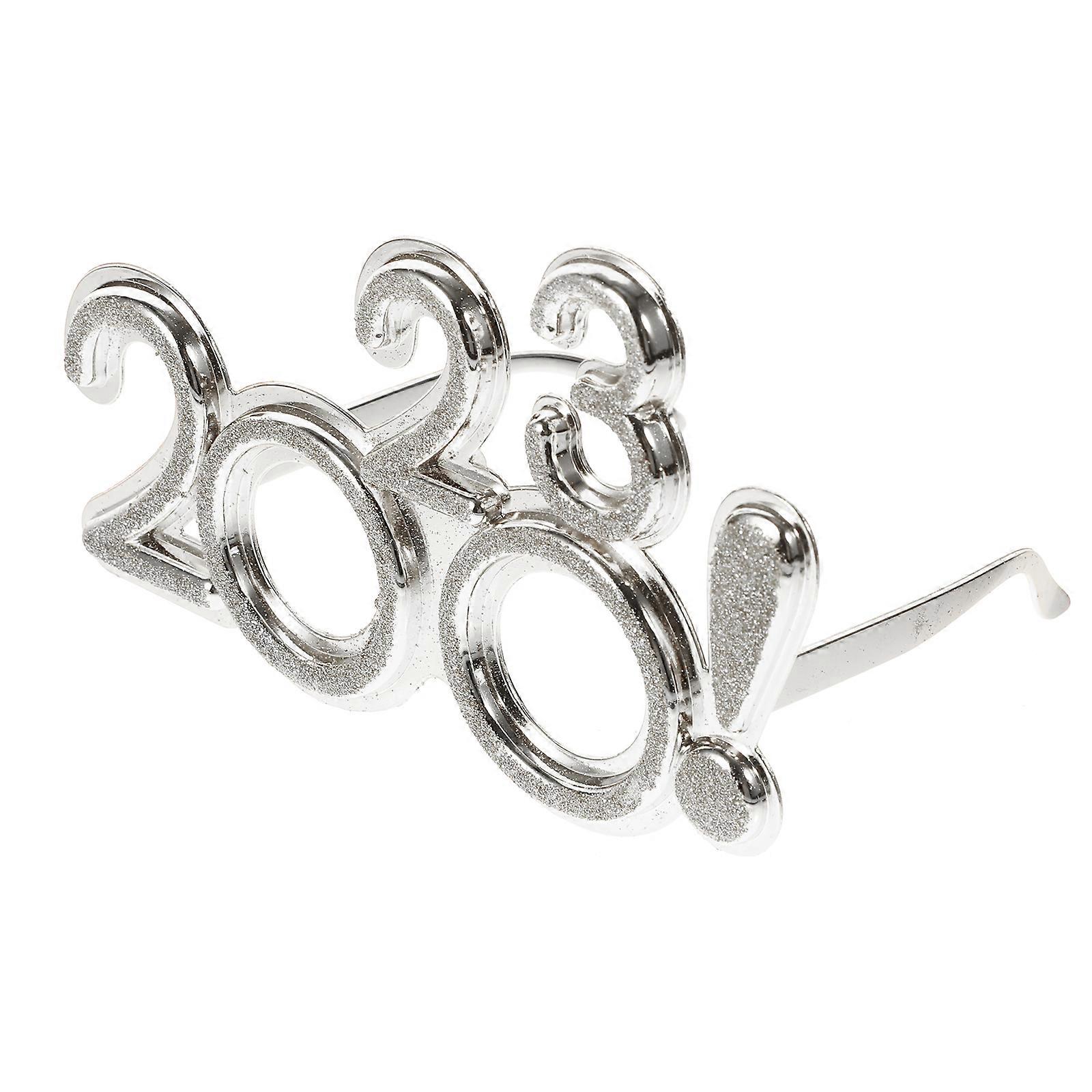 Creative Glasses Party Ornament New Year Celebration Silver Novel Design 1Pack