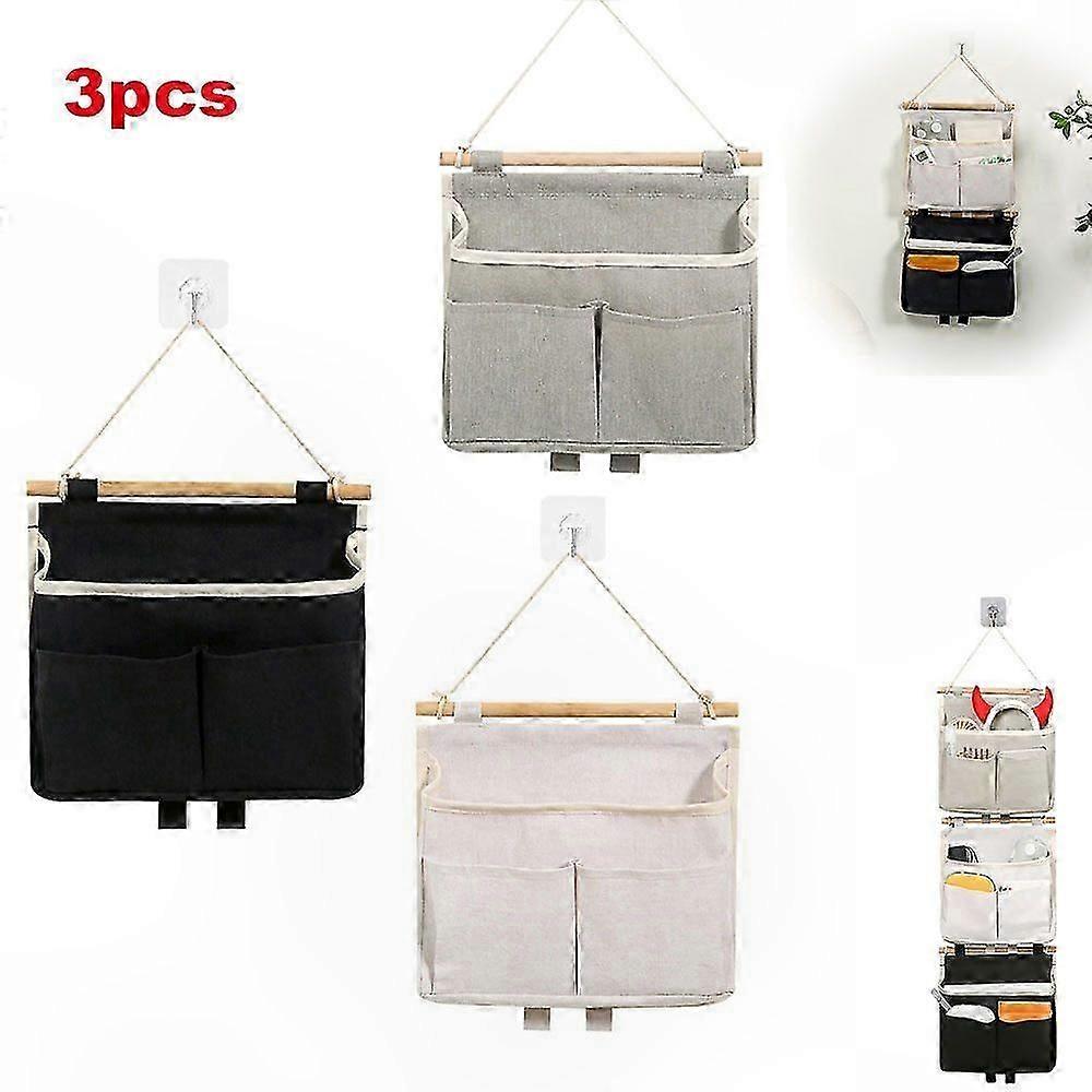 Wall-Mounted Storage Bags Set of 3 Hanging Organizers for Home Space Saving Solutions