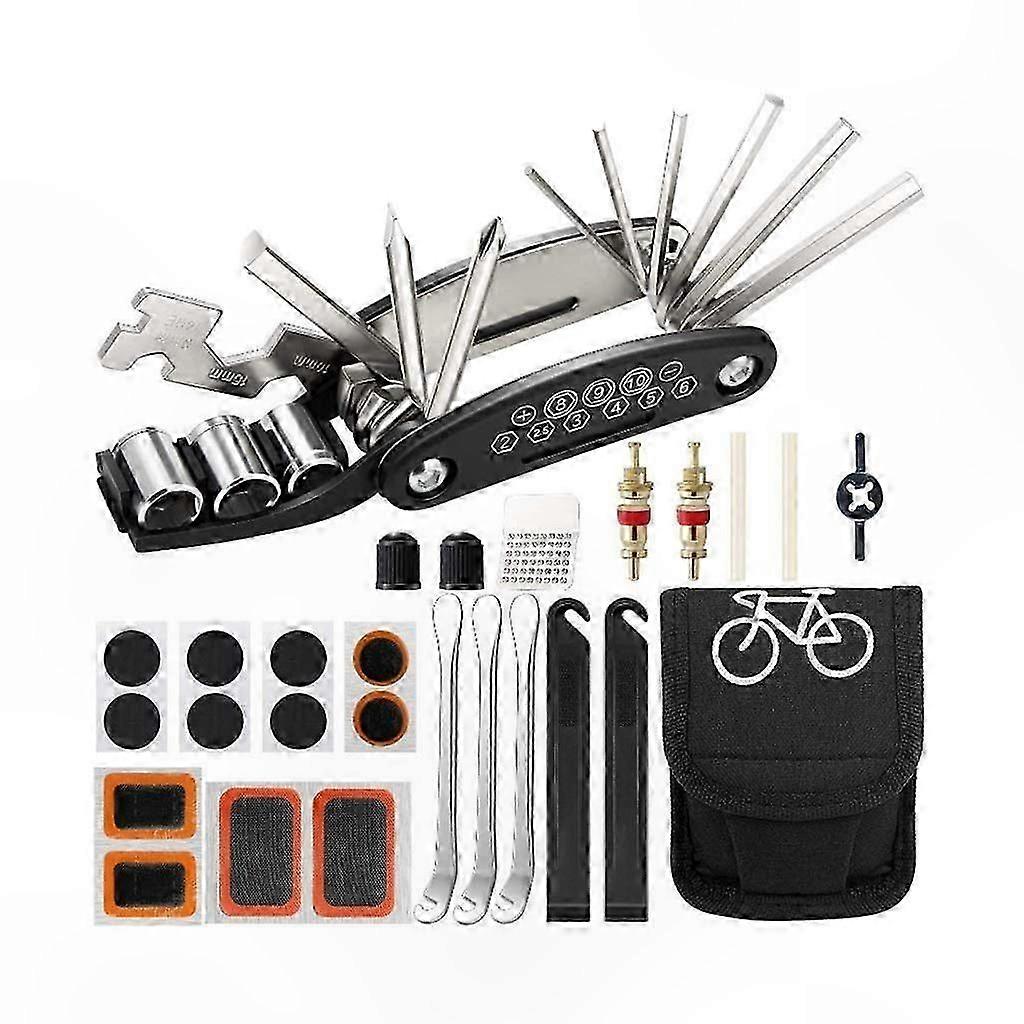 16-Piece Bike Tool Kit with Patch Kit for Maintenance and Repairs