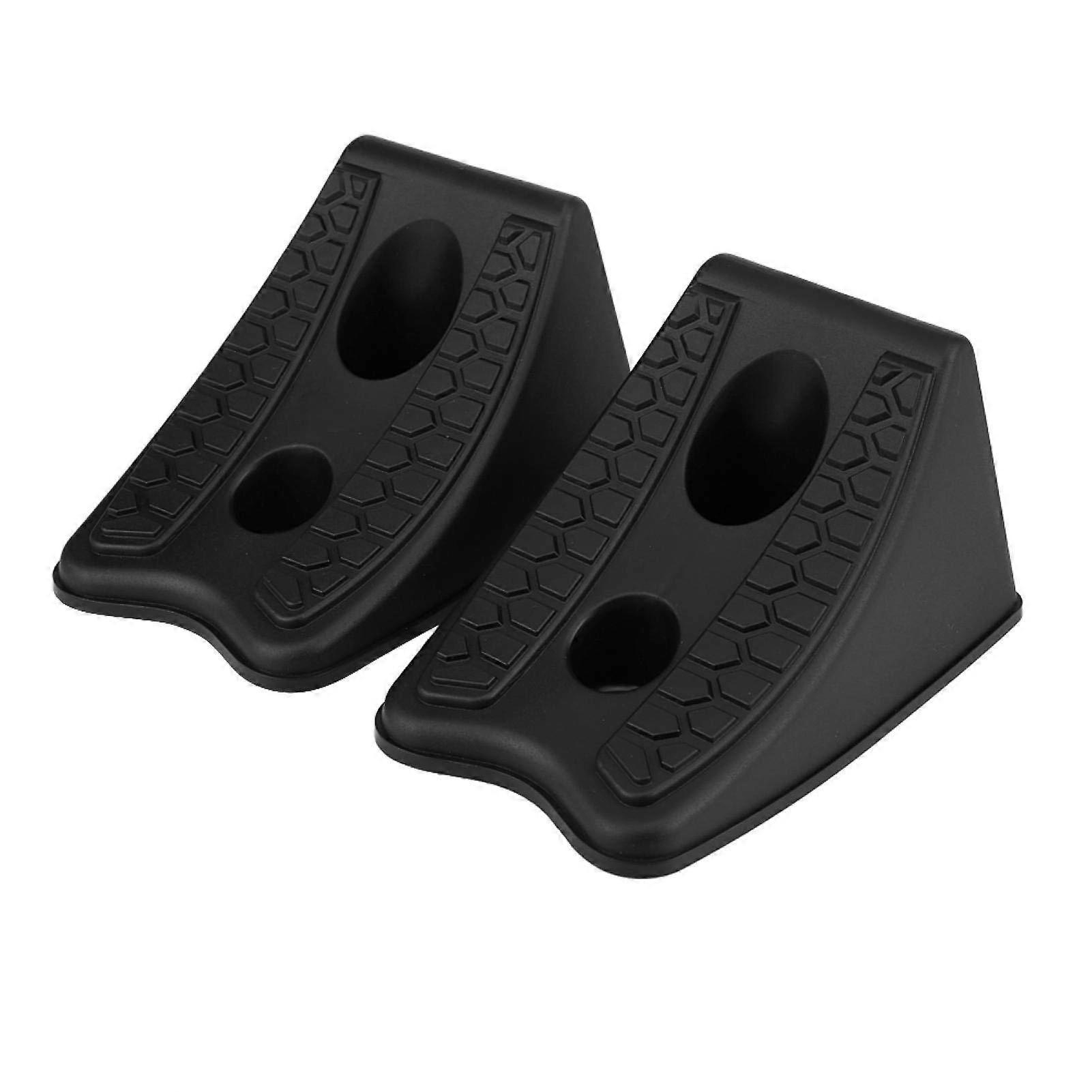 Pack of 2 Car AntiSlip Block Rubber Car Tyre Slip Stopper Wheel Alignment Block Black