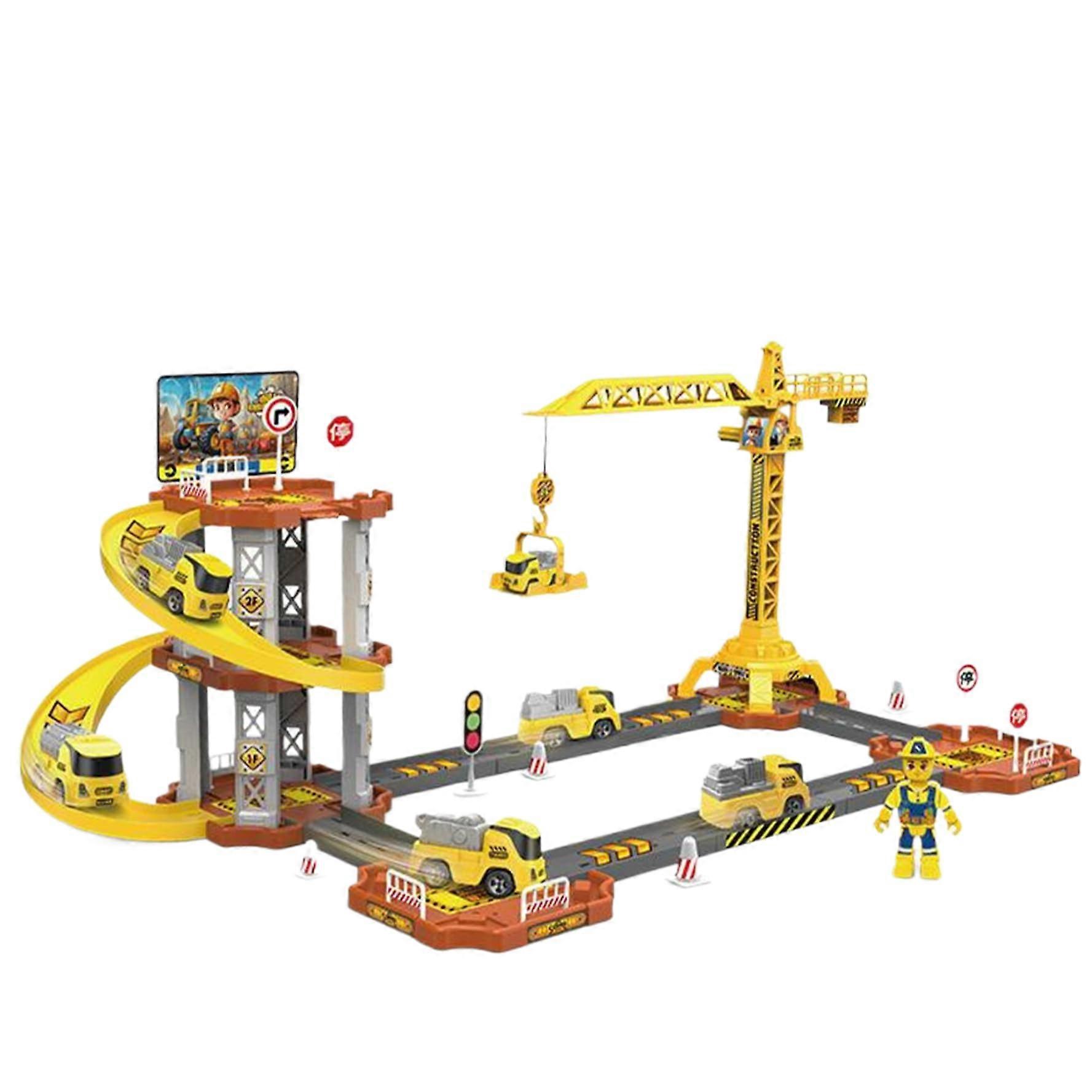 Car Garage Toy, 3Layer Toy Car Garage with Tower Crane, Easy to Assemble, Gifts for Boys