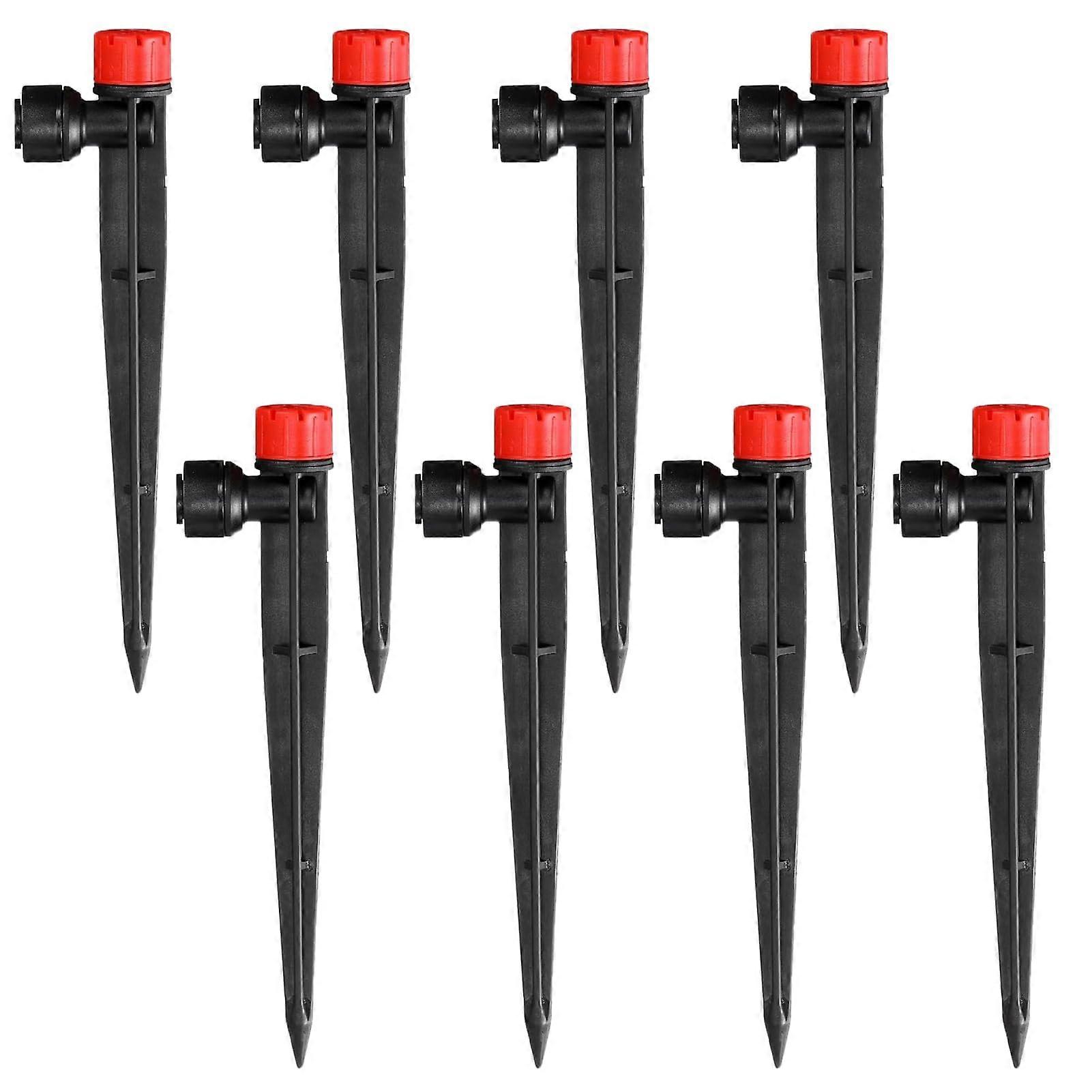 50 Pack 1/4'' Drip Emitters 360° Adjustable with Stake for Garden(Red)