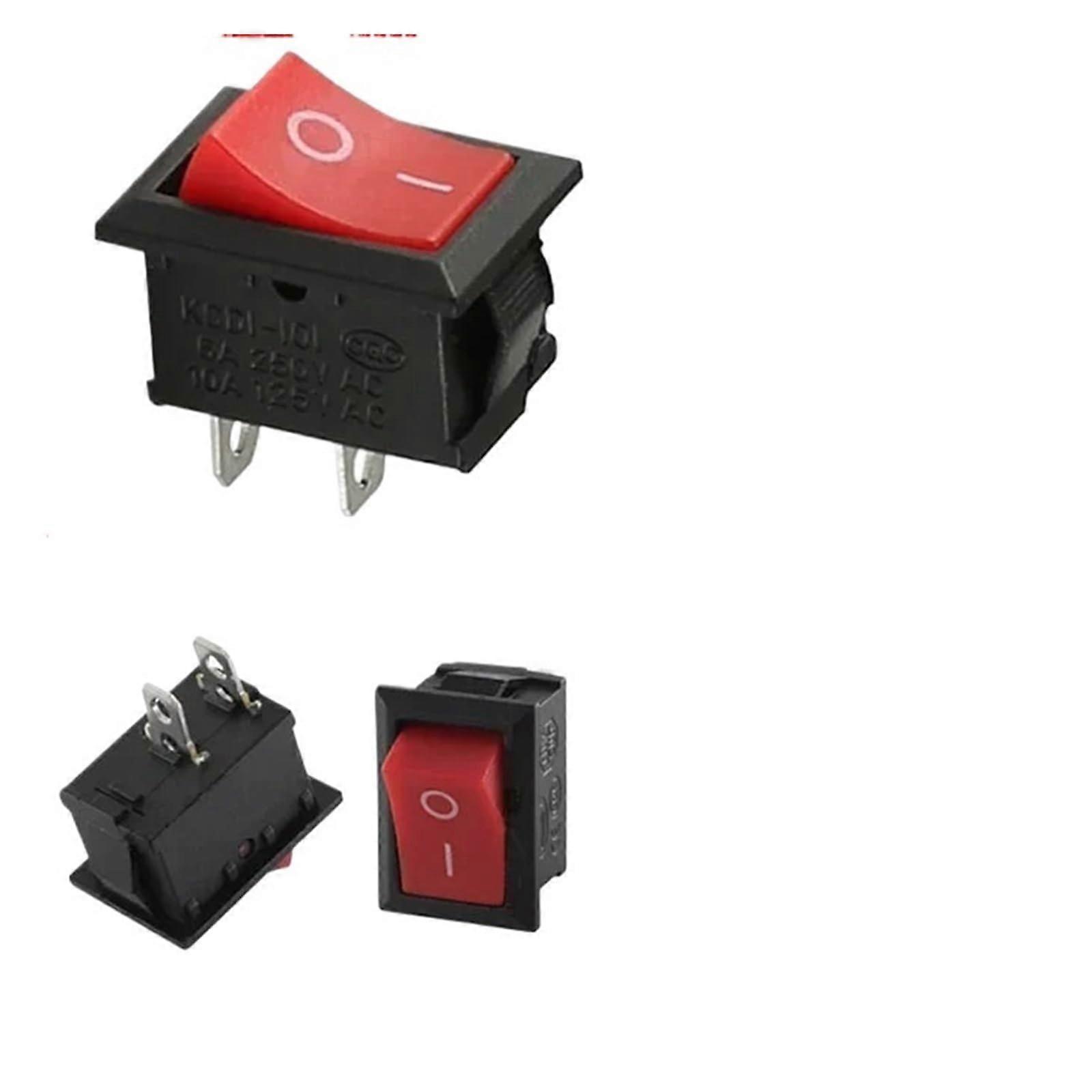 KCD1 Snap On Rocker Switch 10A/125V AC 6A/250V AC ONOFF Marine Switch 21*15mm Red2P 100PCS