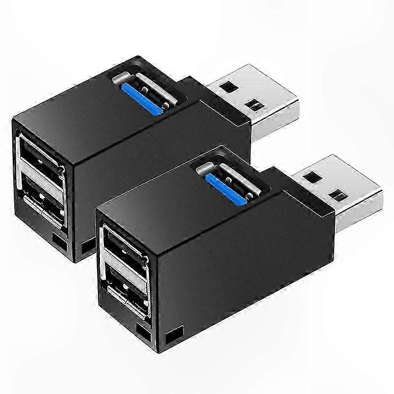 2-Pack Mini USB 3.0 Hub with 3 Ports for Data Transfer, Compatible with PC, Laptop, USB Devices, and Memory Card Readers