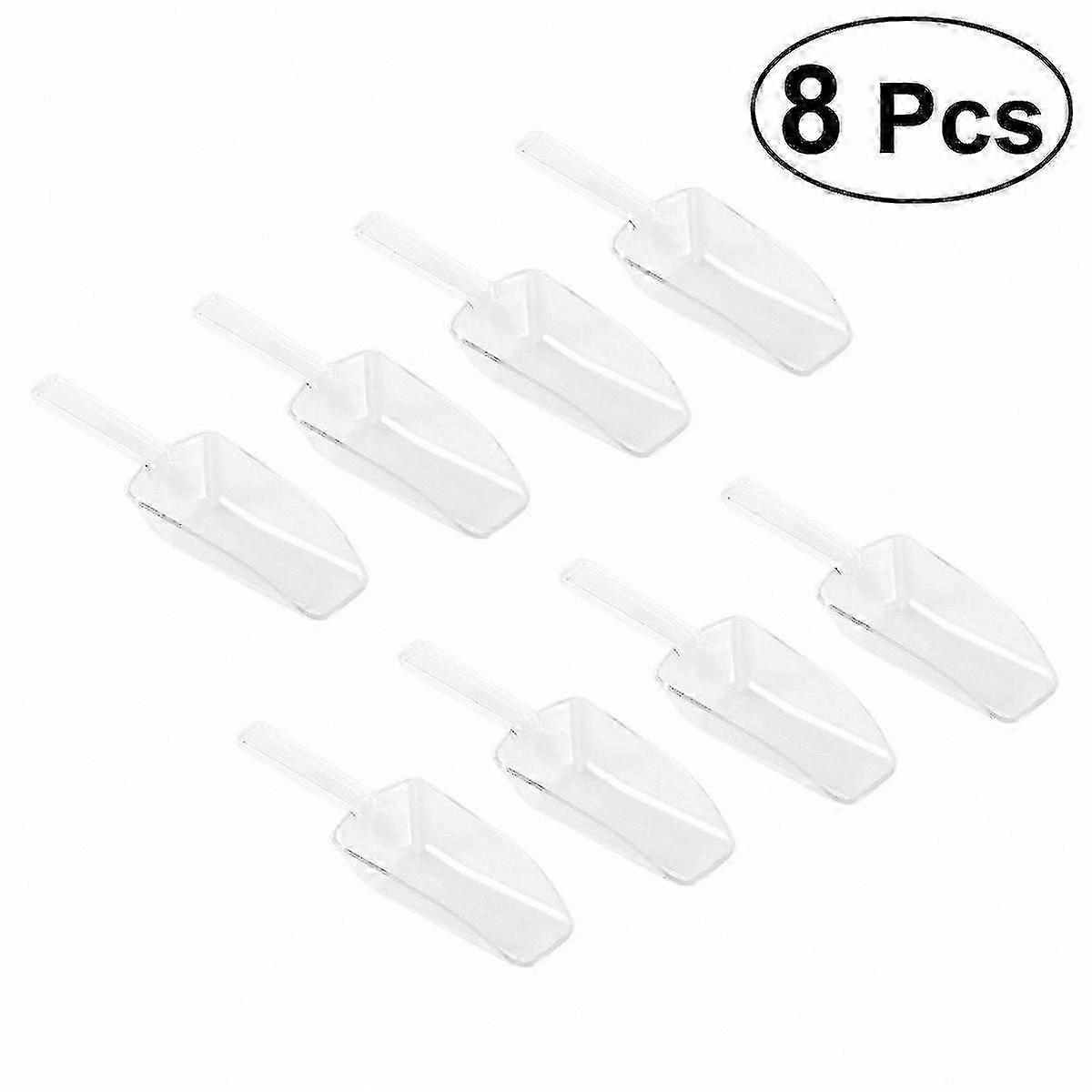 8-Pack Mini Clear Plastic Scoops for Dessert, Candy, and Buffet Use (White)