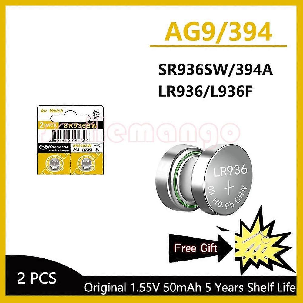 2-50PCS 1.55V AG9 50mAh Button Cell LR936 394 SR936SW CX194 LR45 G9A 194 394A SR936 L936F Cell Coin W