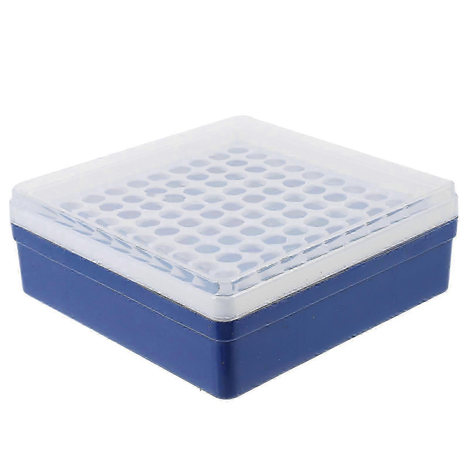 Reusable 100-Hole Test Tube Storage Box & Organizer for Lab Use, 14.5x14.5x5.5cm