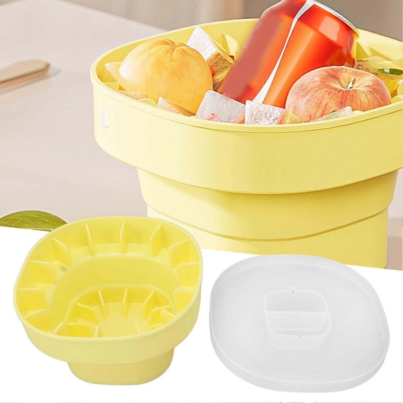 Foldable Silicone Ice Bucket 253g Portable Beverage Cooler Yellow