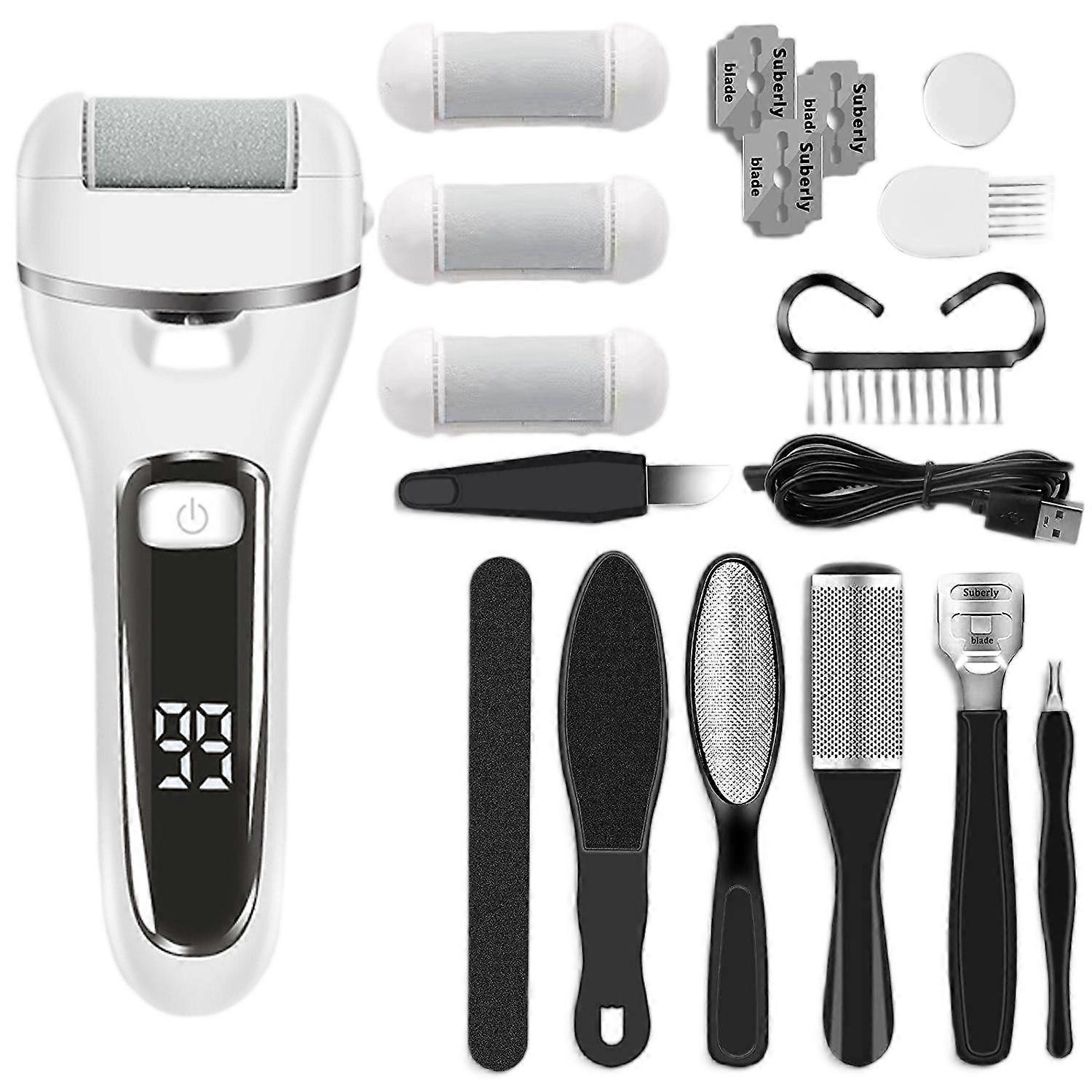 Electric foot file, T001, waterproof and with replaceable grinding heads