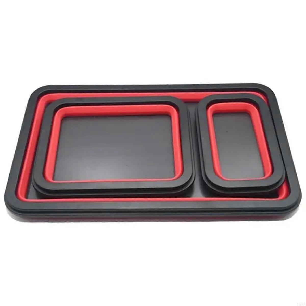 3Pcs Foldable Magnetic Parts Tray Silicone Foldable Screw Bowl Tool Part Storage Box Plumber Carpenters Tool