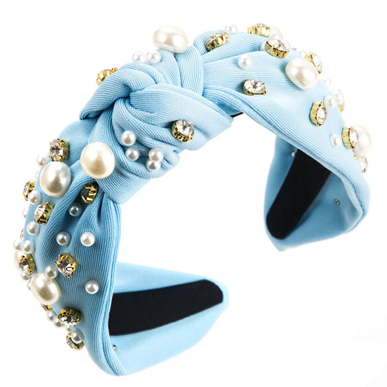 Elegant Wide Edge Pearl Studded Hairband Non Slip Comfortable Non-Slip Wear for Daily Office Elegance