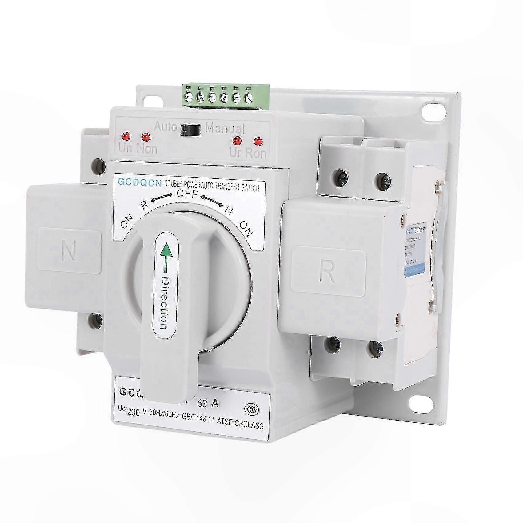 Dual Power 2P63A Automatic Transfer Switch for Single Phase 220V Home Use