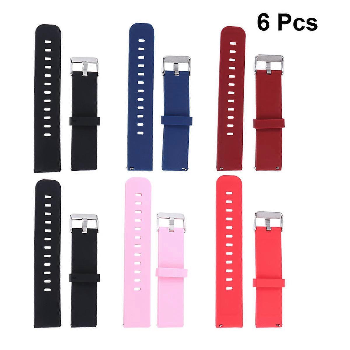 Silicone Watchband Wrist Band Strap Replacement for Smart Watch 6Pcs Assorted Color