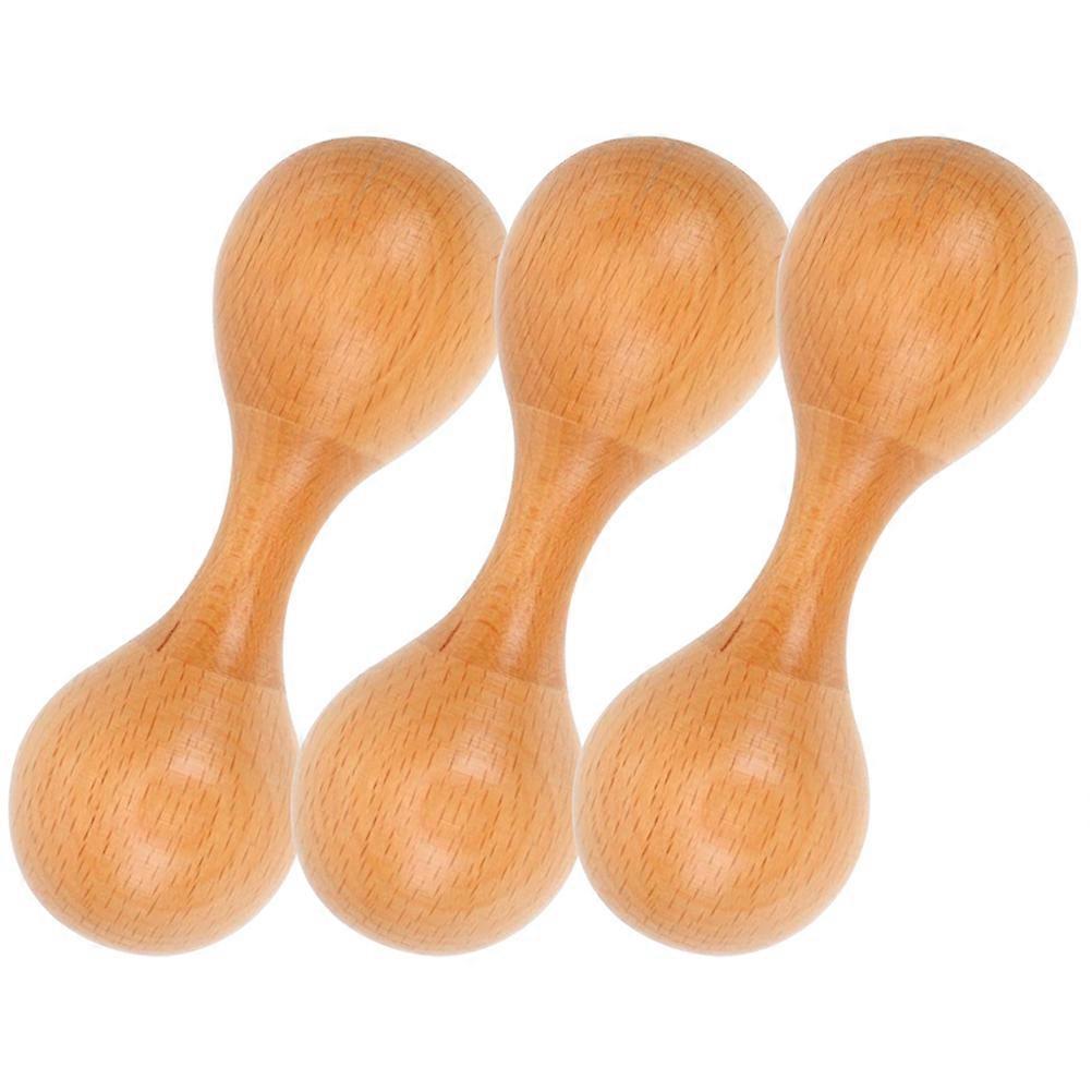3Pcs Maracas for Kids Double End Wooden Maracas for Toddler Educational Activities Brown Cleaning