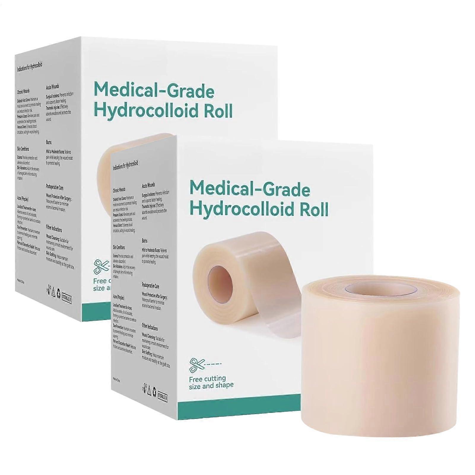 Hydrocolloid Roll for Wound Care - Extra Large 5 cm x 5 m Self-Adhesive Hydrocolloid Patch for Burns Blisters Acne