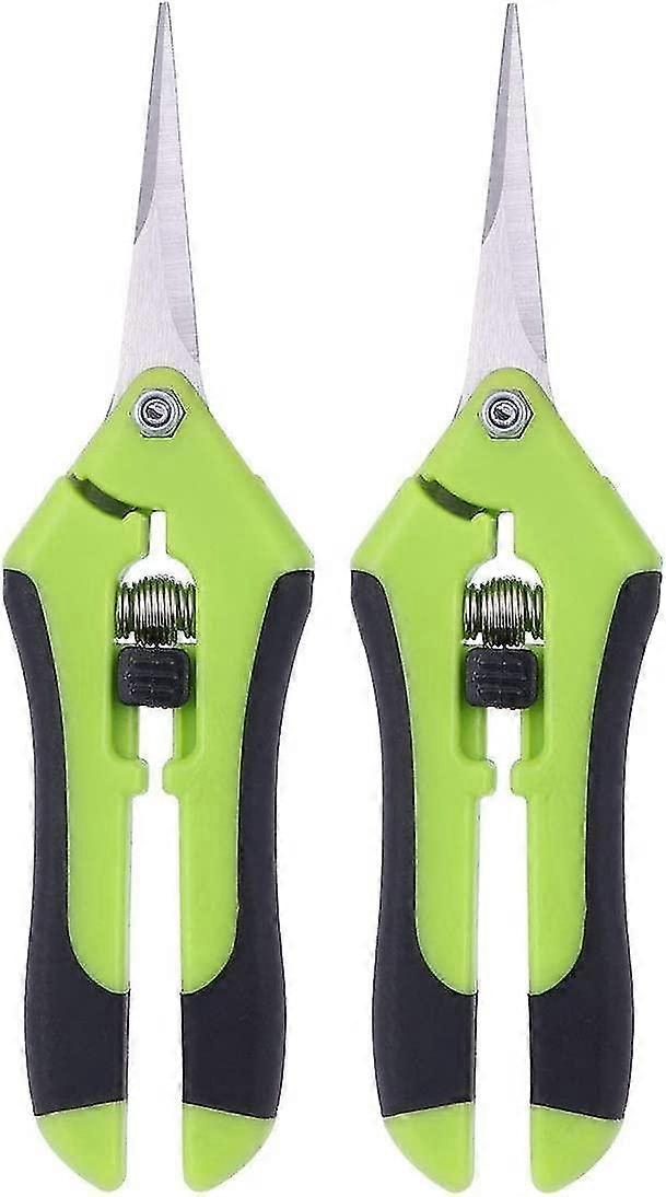 2 Pack Pruning Scissors Professional Stainless Steel Manual Pruning Scissors (Green)