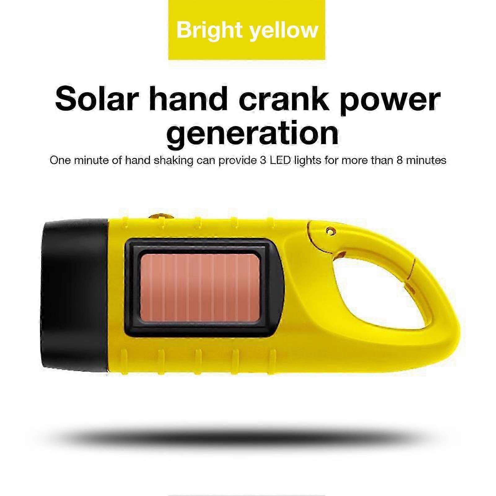 Mini LED Solar and Hand Crank Dynamo Flashlight for Emergency and Camping Use