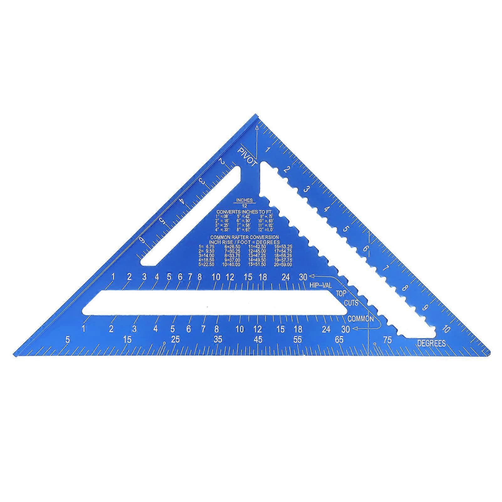 12in Aluminum Alloy Triangular Angle Ruler 45 Degree Woodworking Layout Tool Double Sided Metric And Imperial Scale