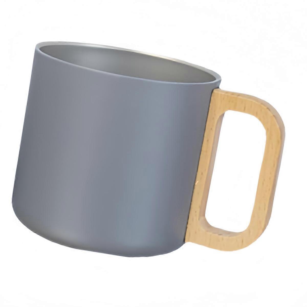 Stainless Steel Coffee Mug with Wood Handle,Double-Walled Insulation for Hot and Cold Beverages, Ideal for Home Use