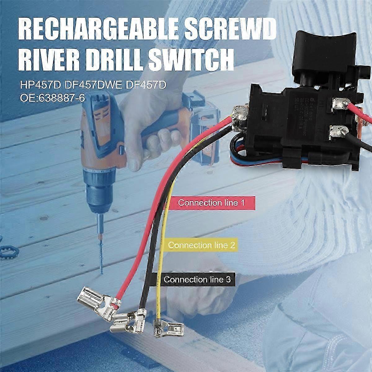 Cordless Screwdriver Drill for HP457D DF457DWE HP347D DF347D DF347DWE Models