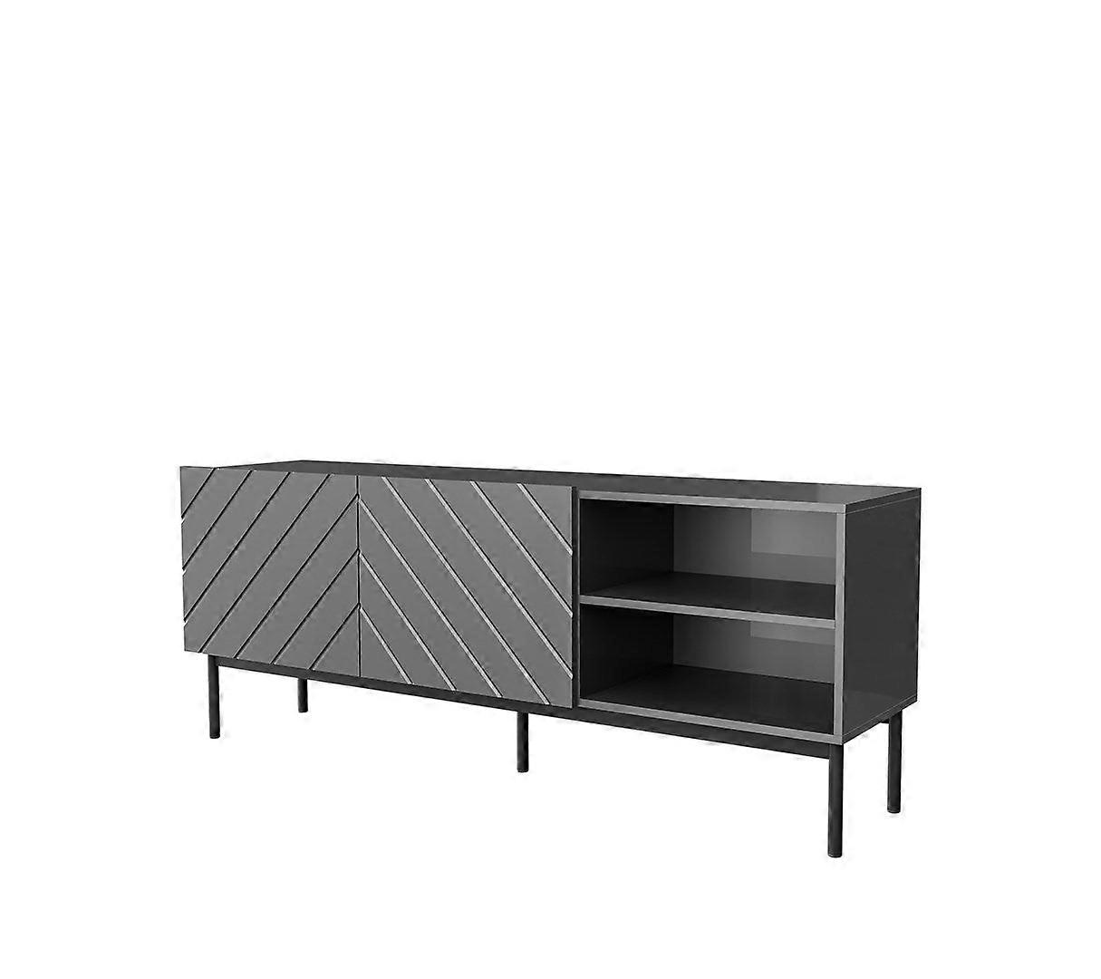 Γραφείο Abeto Rtv σε μαύρο πλαίσιο χάλυβα 150x42x60 cm γραφίτη/γυαλιστερό γραφίτη