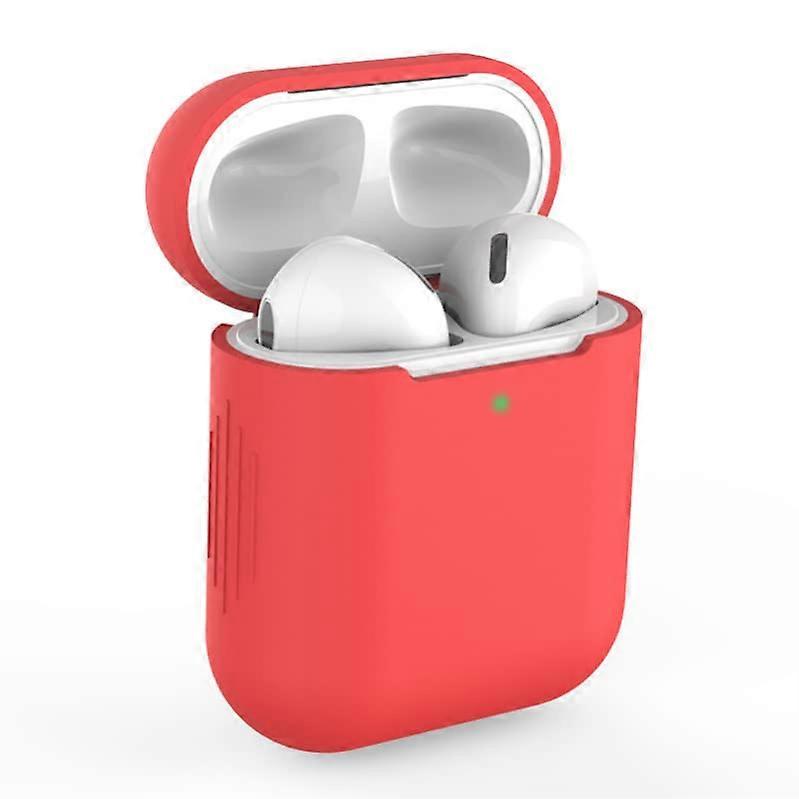 Silicone Protective Case/Cover For AirPods 1 And 2 Red Silicone Material