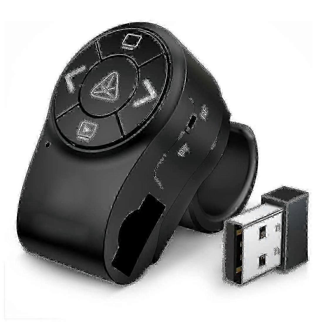 Bluetooth Wireless Presenter Clicker, RF 2.4GHz Presentation Remote with Finger Ring for PowerPoint PPT Control