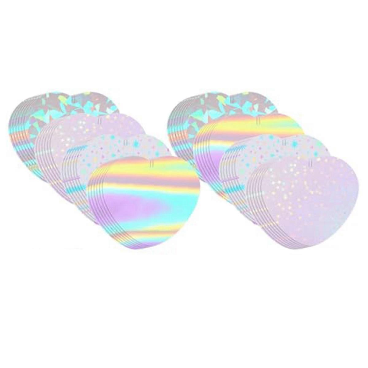 200Pcs Heart Button Maker Supplies Glittering Film for Pin Maker Machine Kit 4 Styles Clear Holographic Laminate Sheets