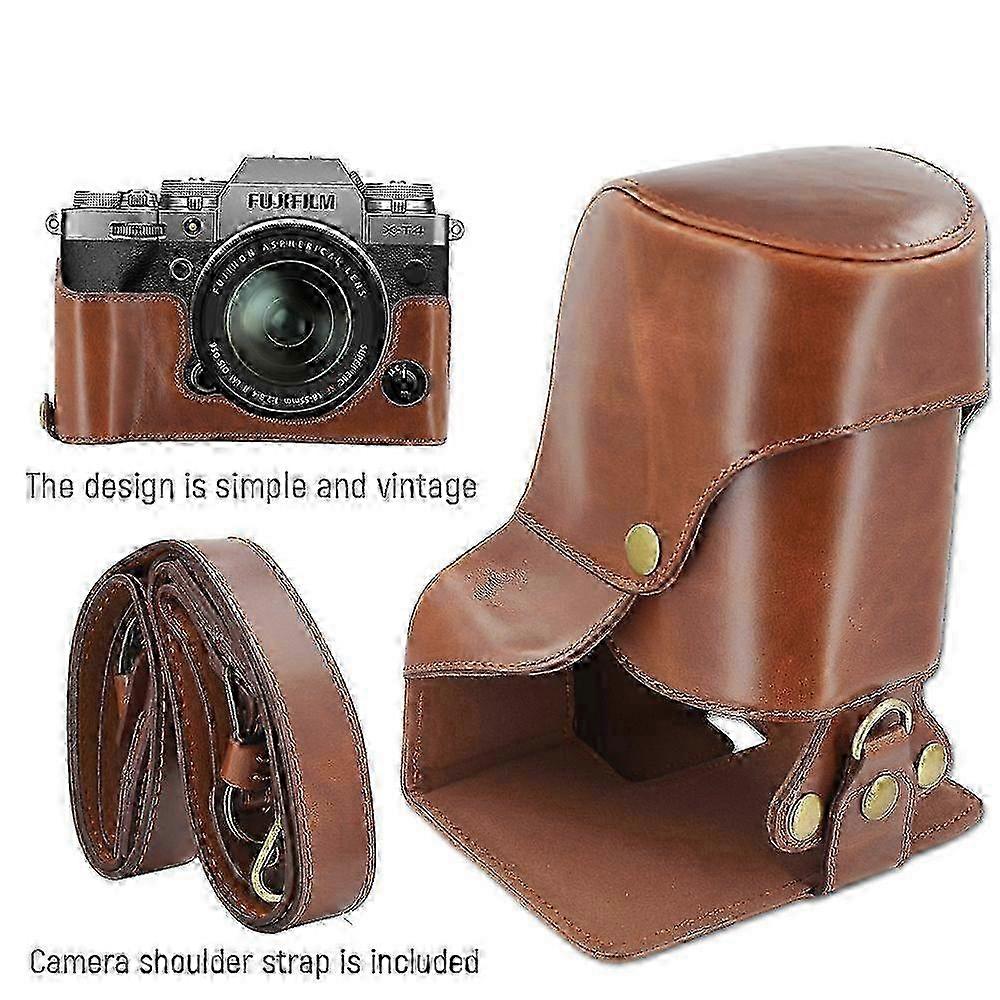 PU Leather Half Case Cover for XT4 XT3 XT2 Camera Protective Shell with Battery Opening Black