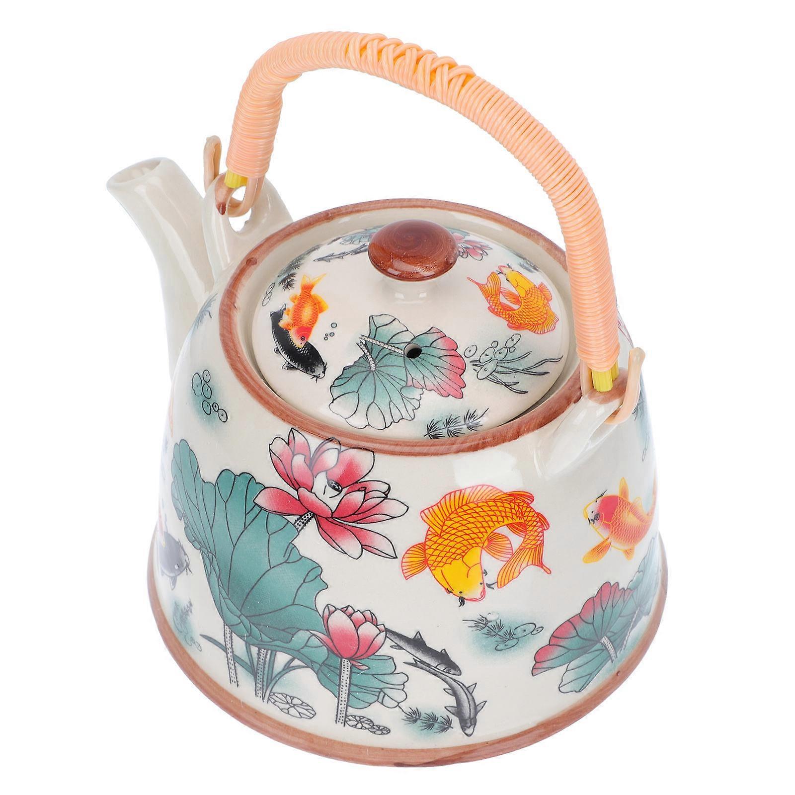 Porcelain Tea Container Ceramic Teapot for Storage 1Pcs Heat Resistant