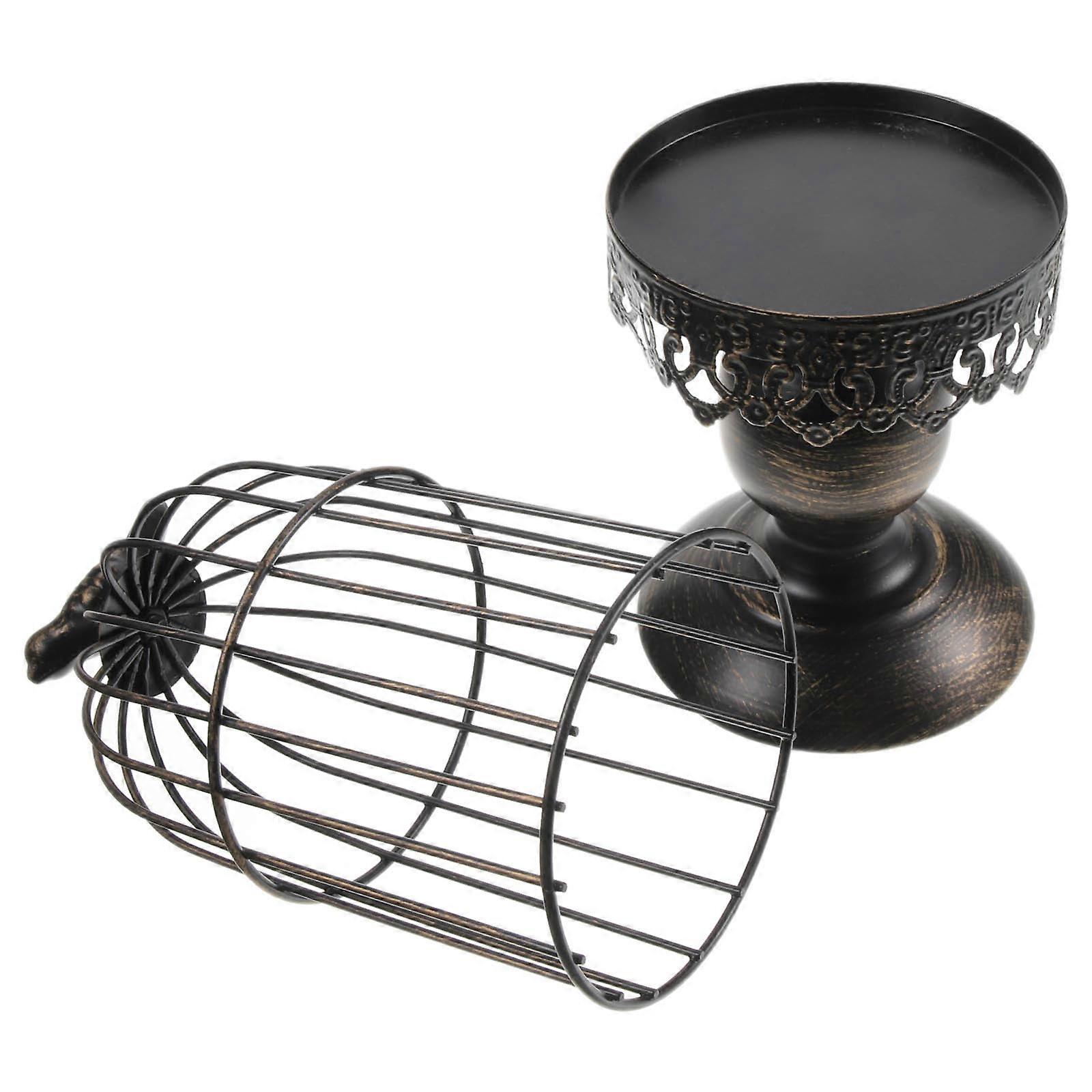 Black Cage Candlestick for Decor 1Pcs Retro Candle Holder