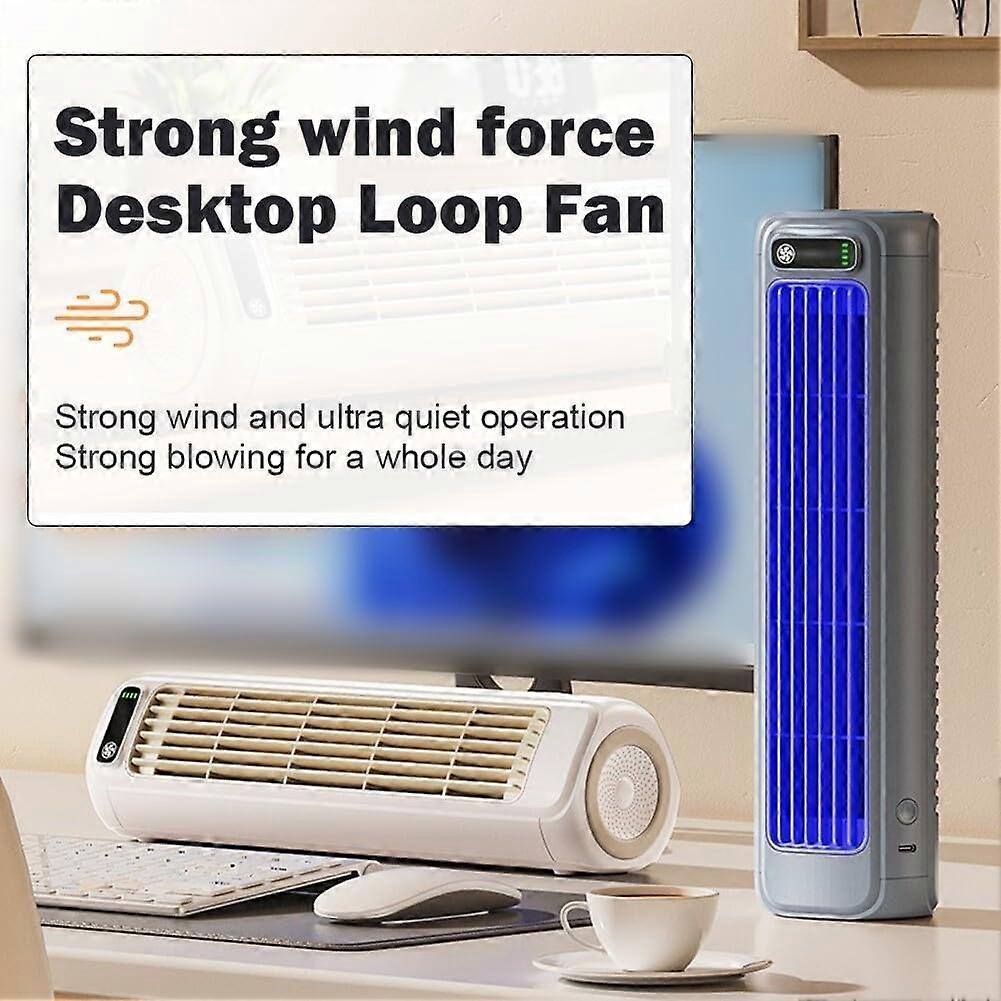 Portable Air Conditioner Fan With 2000mAh Battery DesktopTower Fan 3Speed WallMounted Quiet Cooling White Home Office
