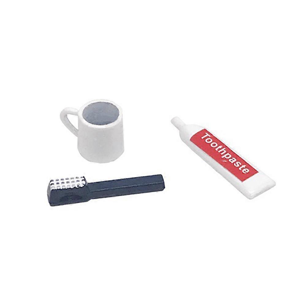Assorted Color Simulation Toiletries Model Bathroom Supplies With Mini Toothbrush And Cup For Lovers Dollhouse 1 Set