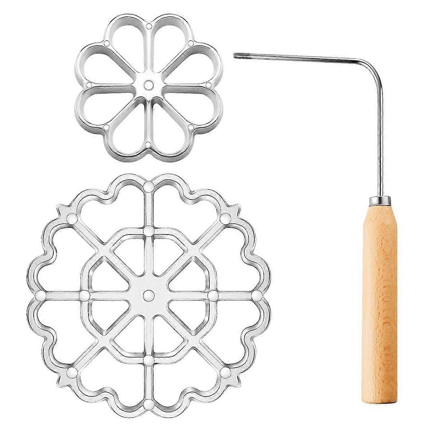 Achappam Mould Bunuelos Mould with Handle Rose Flower Cookies Bunuelos Tool Cast Waffle Mould Set fo