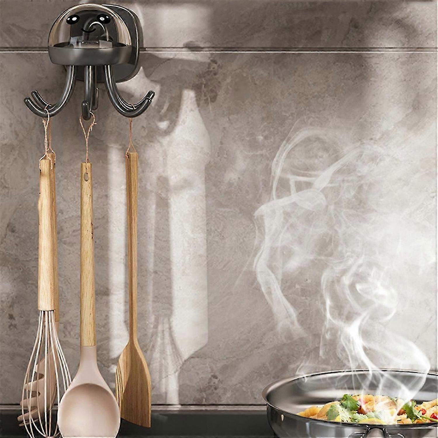 Multifunctional Kitchen Hooks 360 ° Rotation Octopus Shaped Non-Marking Adhesive Hooks in Bathroom