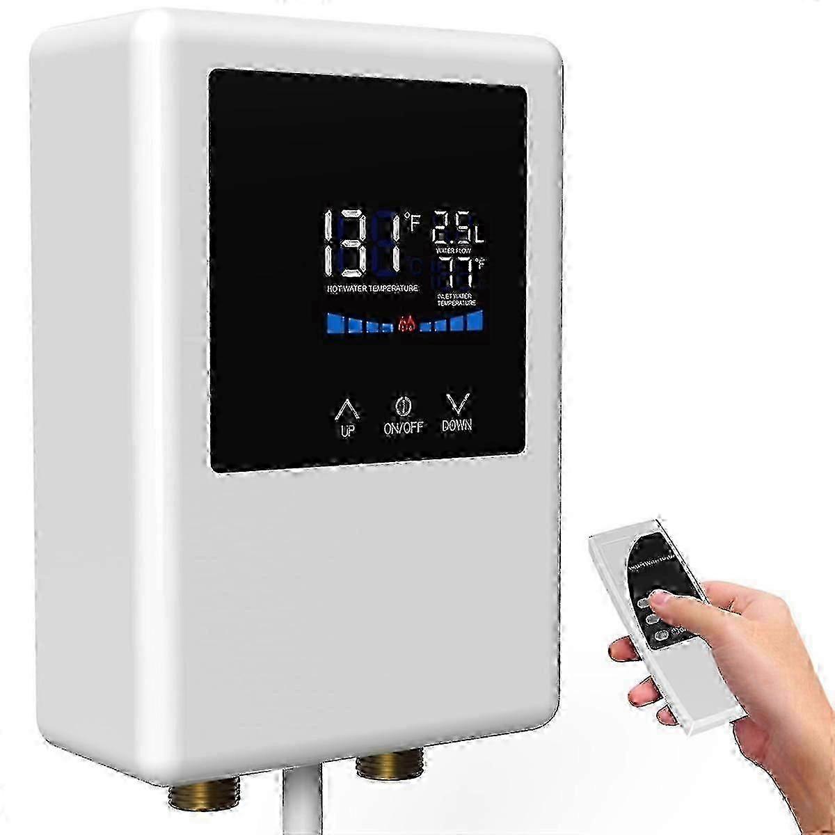 5500W Instant Electric Water Heater with Remote Control & LCD Touch Screen - Fast Heating Hot Water System for Home Use