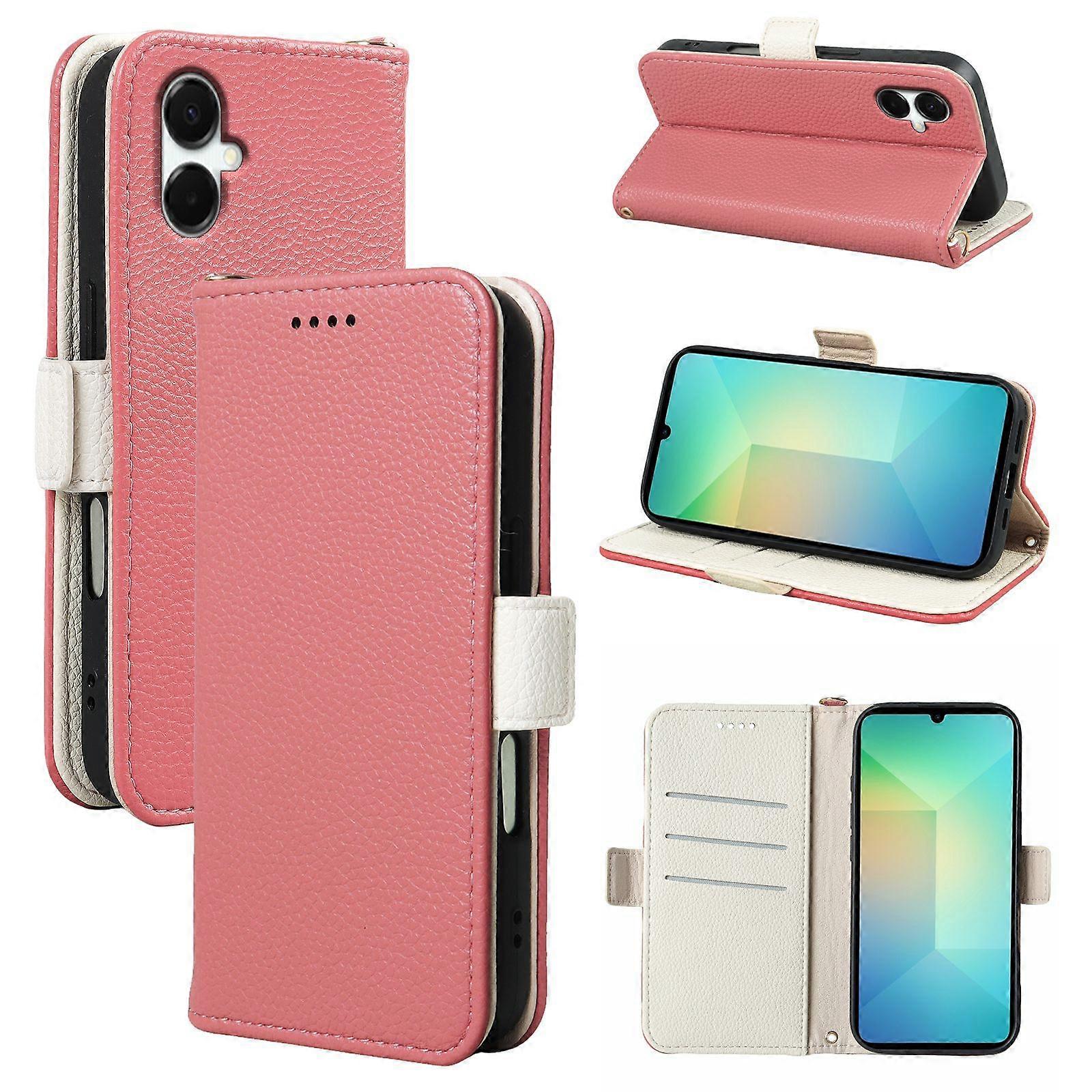 Litchi pattern side buckle for Samsung M16 mobile phone leather case A25E flip cover NFC wallet phone case A06